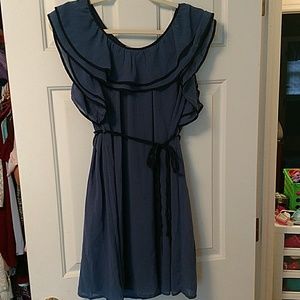 ModCloth blue chiffon ruffle dress